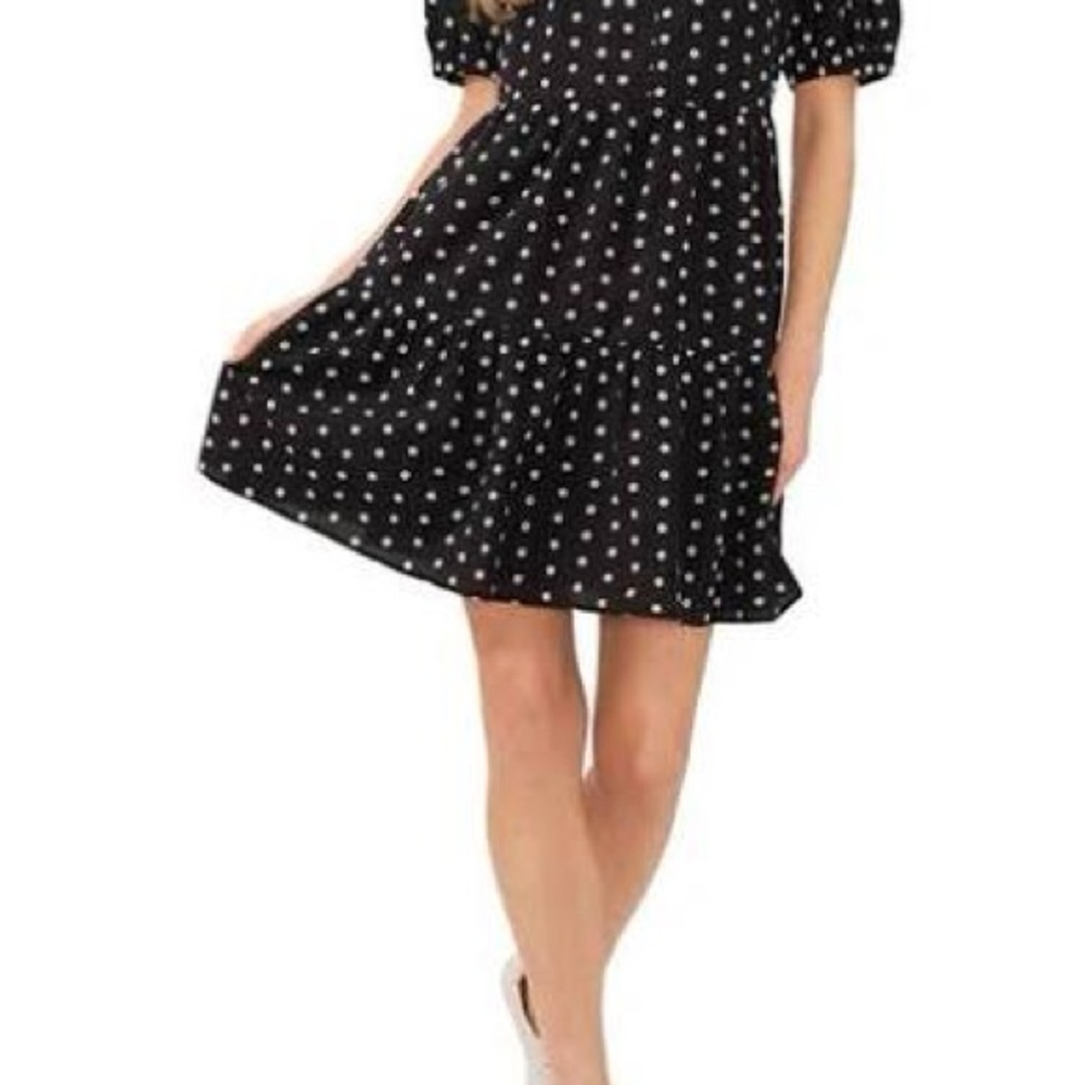 CeCe Black Floral Patterned Mini Dress